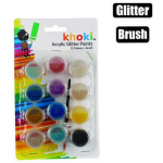 Acrylic Glitter Paint Set - 12 Colours + Brush